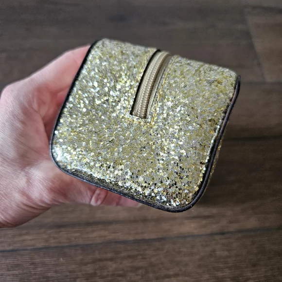 Kate Spade Story Book Gold Glitter Cosmetic Pouch - Picture 4 of 10